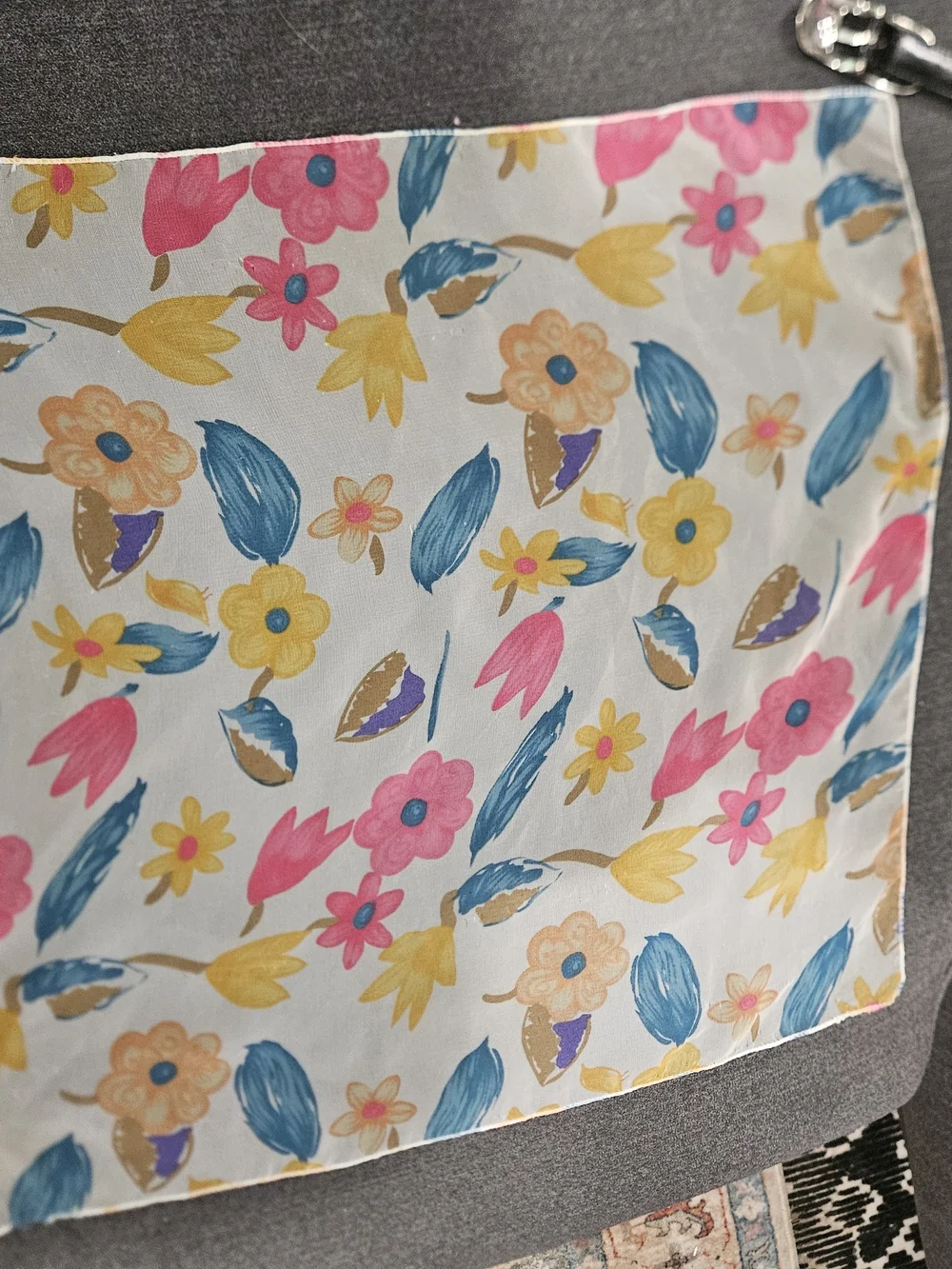 Vintage Silk Blend Floral Handkerchief Scarf Retro Cottagecore Neck Scarf